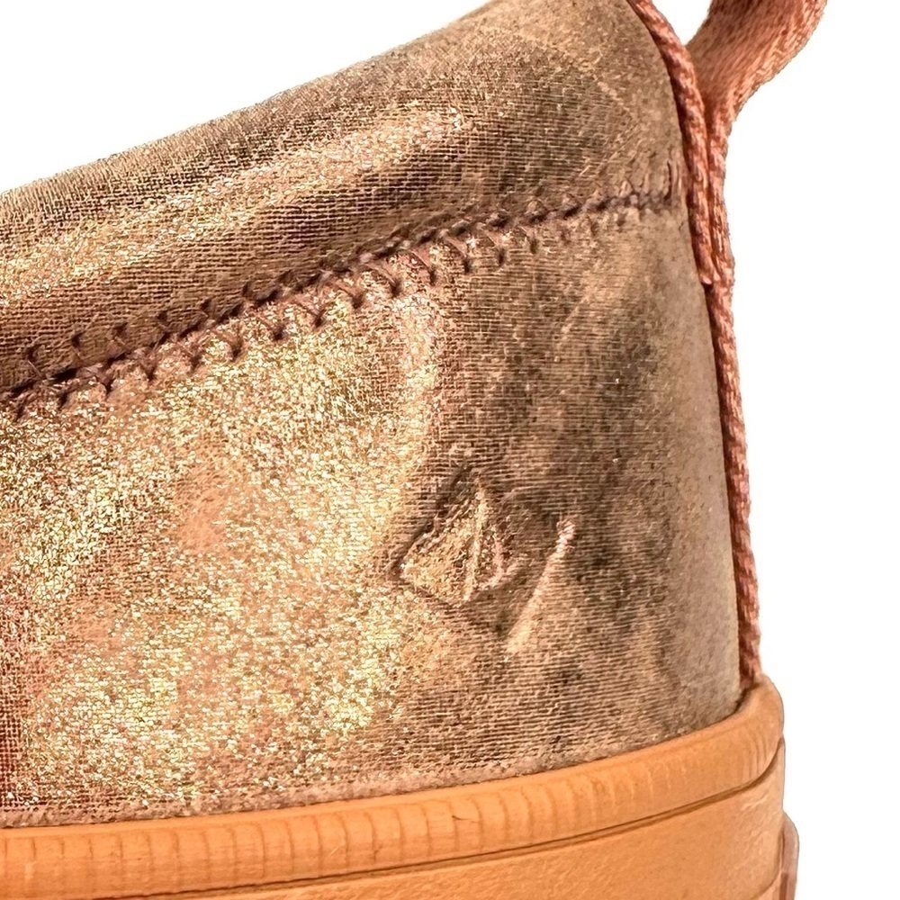 NWT Sperry Shimmer Rose Crest TG Metallic Leather Sneaker slip-on gold 9.5 NIB - Picture 8 of 16